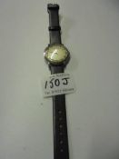 A Longines gents wrist watch with leather strap.