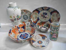 Seven old Chinese plates and dishes etc.,