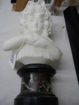 A marble female bust.
