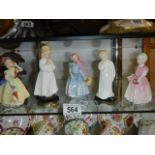 Five Royal Doulton figurines.