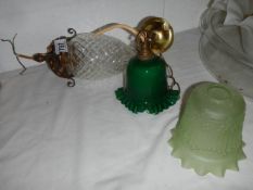 A set of four glass hanging hall lights, COLLECT ONLY.