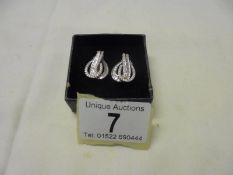 A pair of white gold and diamond earrings, 7.8 grams.
