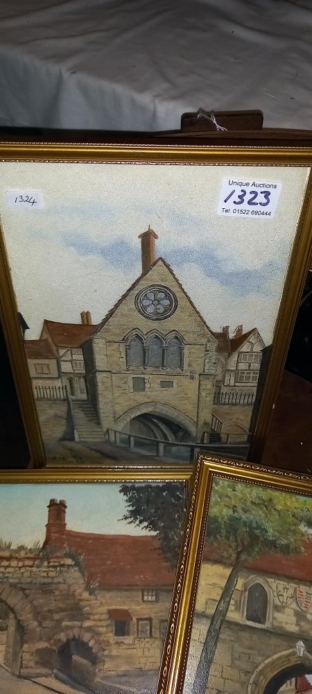 9 paintings on board of locations of old Lincoln COLLECT ONLY - Image 5 of 10