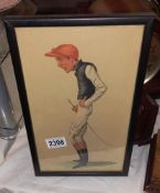 A Fred Archer print 'The favourite jockey' 1881 horse racing chromolithograph print by Spy