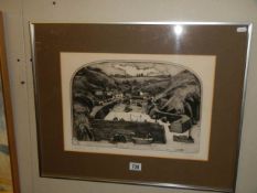 Graham Clarke ( b.1941) A rare pencil signed & titled ltd edition etching 'Mullion Cove' (Cornwall)