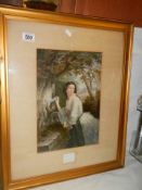 An original framed and glazed George Baxter print dated Aug. 30 1856, COLLECT ONLY.
