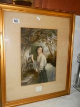 An original framed and glazed George Baxter print dated Aug. 30 1856, COLLECT ONLY.