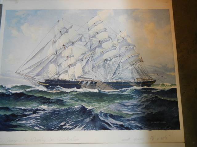 A series of 8 watercolours by Horsman W. of ships & Schoonen - Image 7 of 9