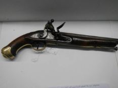 A Tower of London flintlock pistol in excellent condition for its age. (early King George Crown mark