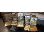 9 paintings on board of locations of old Lincoln COLLECT ONLY