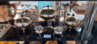 A Paramount silver plate teapot, milk jug and sugar bowl etc