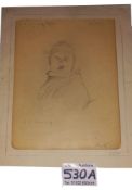 An L. S. Lowry mounted pencil sketch of a child (20cm x 16cm)