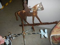An old weather vane with horse and rider top, COLLECT ONLY.