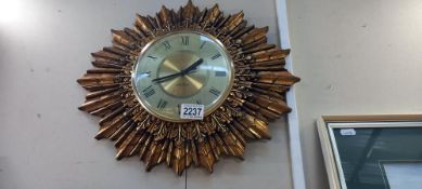 Vintage Seth Thomas gilded sunburst clock
