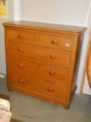 An old pine two over three chest of drawers. COLLECT ONLY.