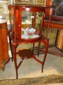 A Victorian style mahogany display cabinet. COLLECT ONLY.