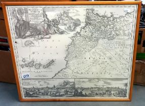 A framed and glazed map of Marocca Norum COLLECT ONLY