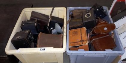 2 boxes of vintage cameras, Kenilworth 2, Coronet box etc