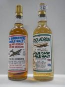 Two bottles of R.A.F related whisky - Dambusters single malt and The 12 Squadron single cask malt.