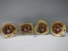 Four pieces of Aynsley Orchard Gold - 2 round, 1 heart and 1 oblong pin tray all signed D Jones