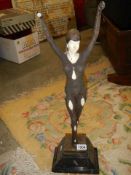 A heavy bronze art deco style female figure (missing hands). COLLECT ONLY