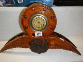 A unique hand carved 'Propeller clock' made as a present for an officer in WW1 Royal Flying Corps