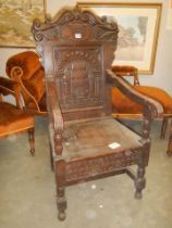 An early Victorian throne style chair, COLLECT ONLY.