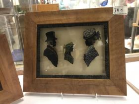 Victorian silhouette painting in frame