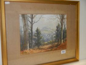 An early 20th century village in the glen scene, signed L Trevor. COLLECT ONLY.