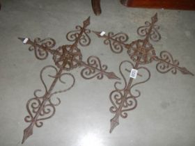 Two decorative metal crosses. COLLECT ONLY.