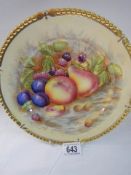 An Aynsley Orchard Gold hand painted plate signed N Brunt, 26.25 cm diameter, in excellent condition