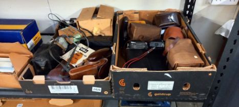 2 boxes of vintage cameras including Kodak, Polaroid etc