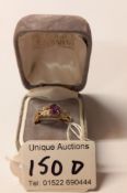 An amethyst/diamond set ring in 9ct gold , size N, 2.9 grams.