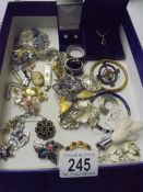 A large quantity of vintage & other jewellery, circa 1970's including silver items approx 40 items.