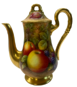 A Royal Worcester hand painted coffee pot signed E Townsend