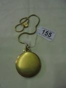 A yellow metal Rotary full hunter pocket watch on a chain, a/f.