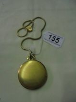 A yellow metal Rotary full hunter pocket watch on a chain, a/f.