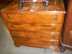 A walnut veneered four drawer chest, COLLECT ONLY.