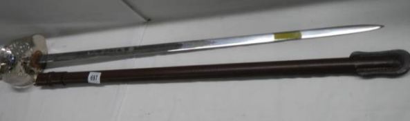 An old cavalry sword in original scabbard. COLLECT ONLY