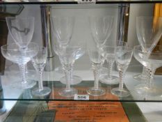 A quantity of twist stem glasses. COLLECT ONLY.