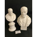 A Parian Bust of Duke of Wellington and a Parian Bust on Plynth.