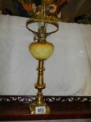A Victorian candlestick oil lamp with glass font, COLLECT ONLY.