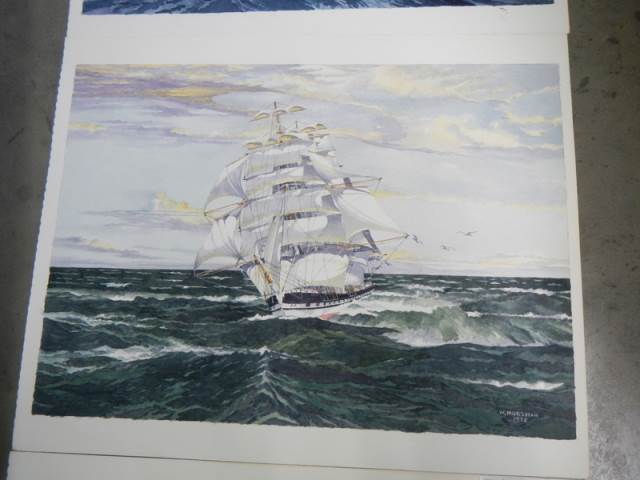 A series of 8 watercolours by Horsman W. of ships & Schoonen - Image 3 of 9