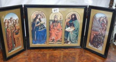 A good framed and glazed religious tryptich.
