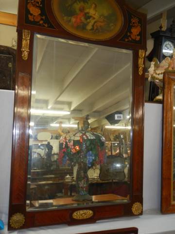 A Wood framed mirror with hand painted panel, COLLECT ONLY. - Image 4 of 4