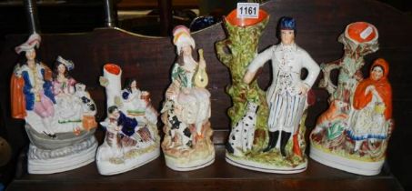 Five old Staffordshire figures, 2 A/F.