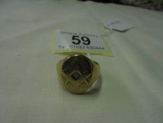 A 9ct gold man's Masonic ring, size S, 12.2 grams.