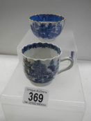 Two early 19th century blue and white items - A Chinese cup circa 1800 and a tea bowl.