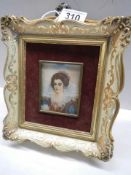 A gilt framed portrait painting of a lady. COLLECT ONLY.
