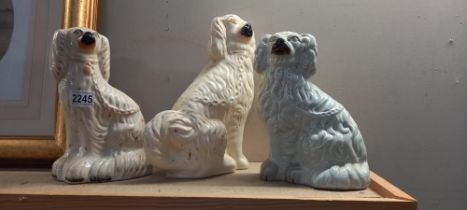 3 Staffordshire mantlepiece fireside spaniels